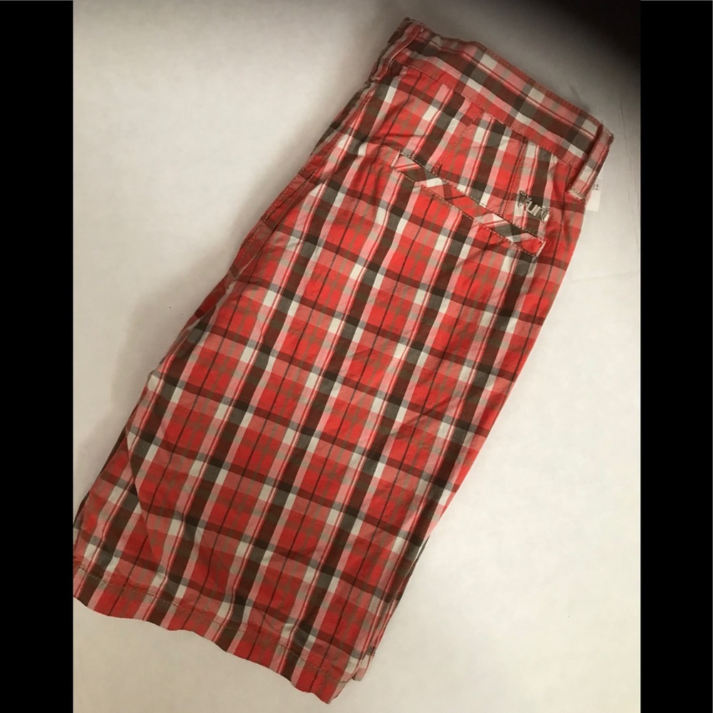 Vurt men’s guys orange plaid shorts brand new
